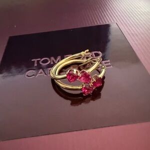 Tom Ford Gold and Pink Hoop Earrings